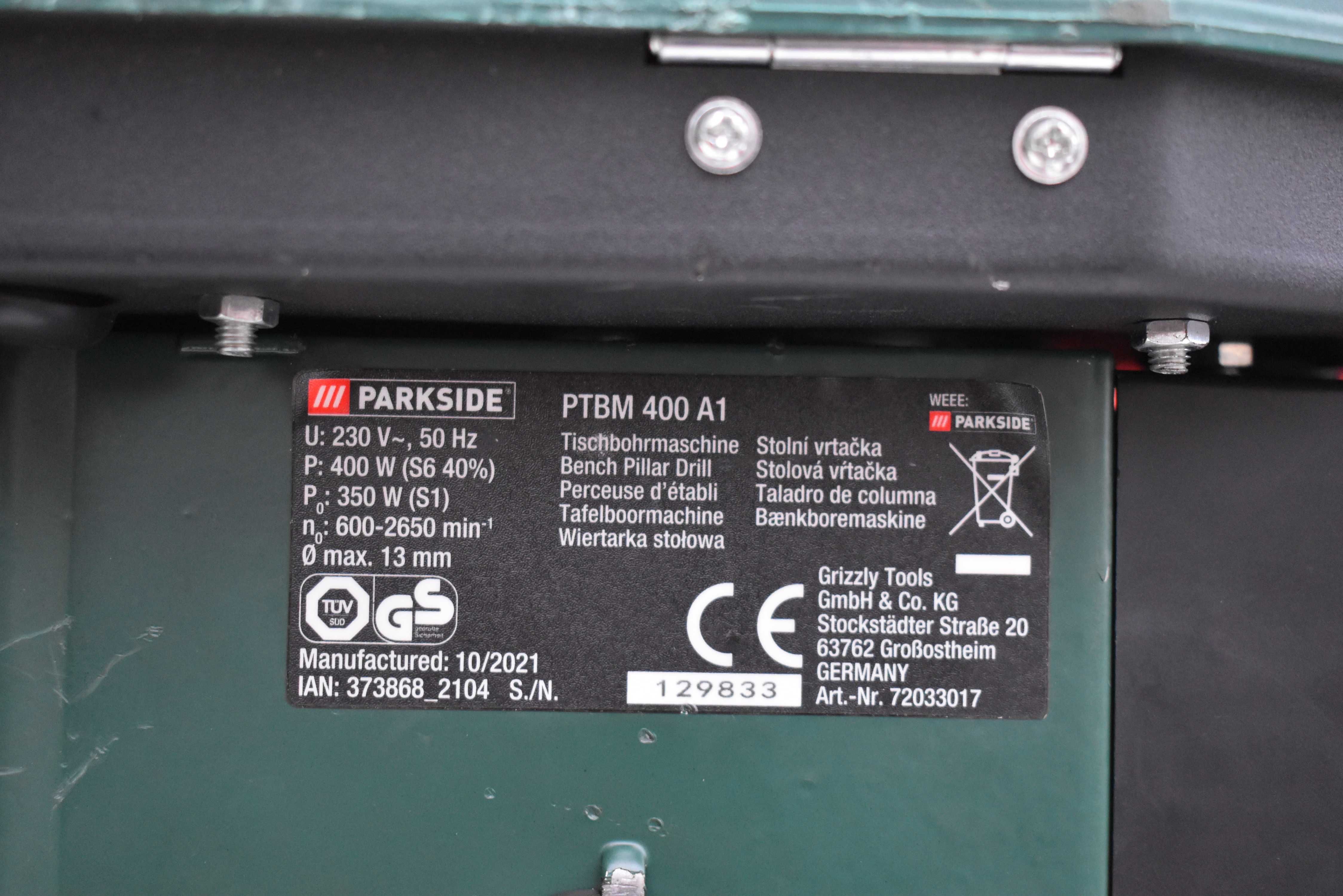 PARKSIDE Wiertarka stołowa PTBM 400 A1, 400 W