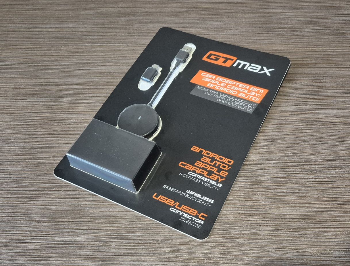 Bezprzewodowy adapter CarPlay Android Auto samochodowy GT Max 2w1