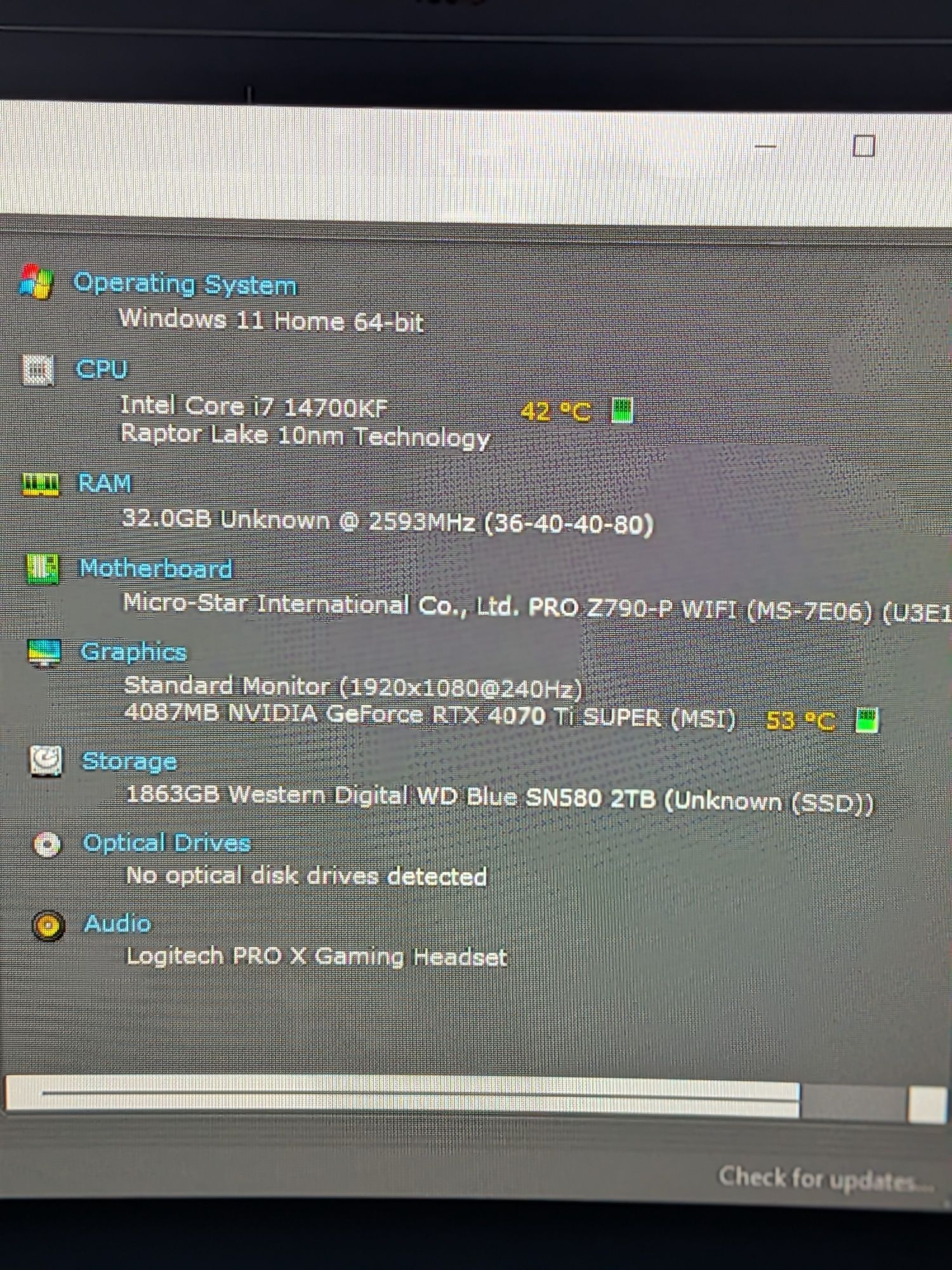 PC Gaming RTX 4070 ti super