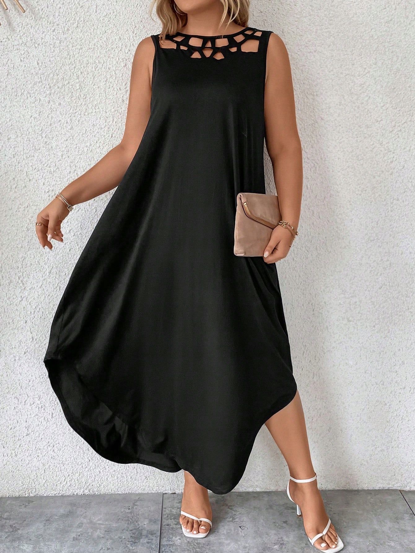 Sukienka Maxi Asymetryczna Czarna Casual Plus Shein Xl 42