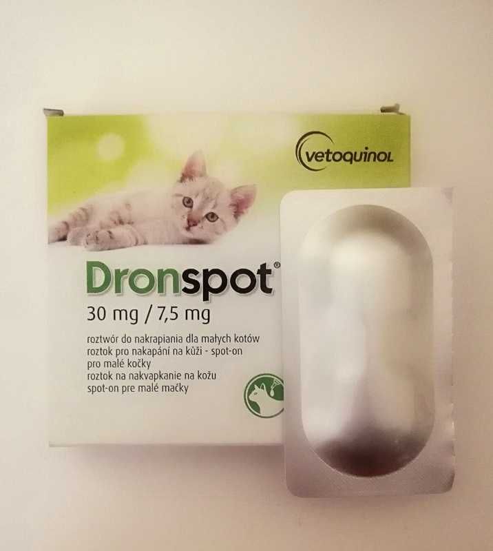 Dronspot 30 mg/7,5mg 1 pipeta dla małych kotów 0,5 kg-2,5 kg na robaki