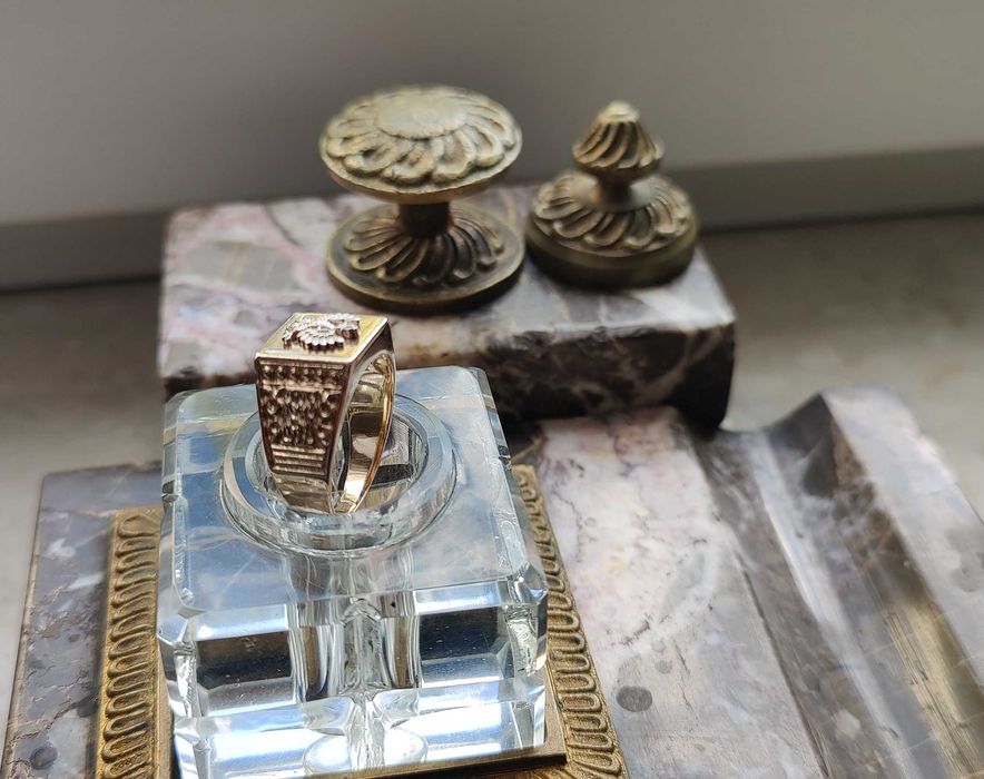 Złoty Sygnet Warmet 14k 585 Patriotyczny Orzełek 9.900 gr