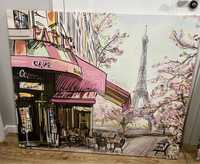 Obraz na płótnie 120/100cm Paryska kawiarnia / Wieża Eiffla