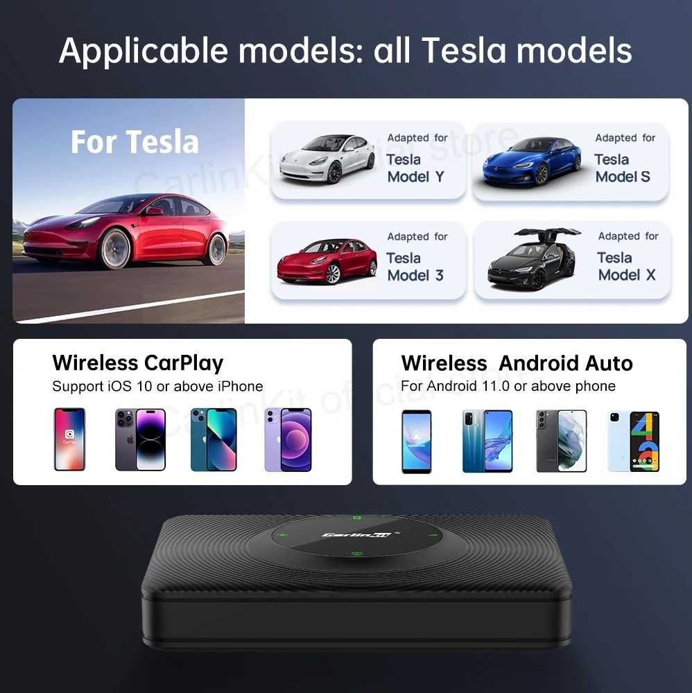 CarlinKit T2C for Tesla  - беспроводной адаптер CarPlay / Android Auto