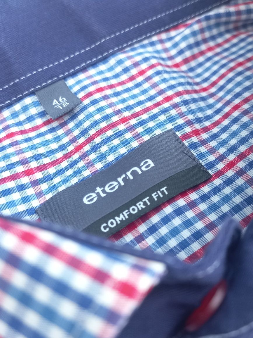 duża - rozmiar 46 kolorowa w kratkę męska koszula Eterna comfort fit