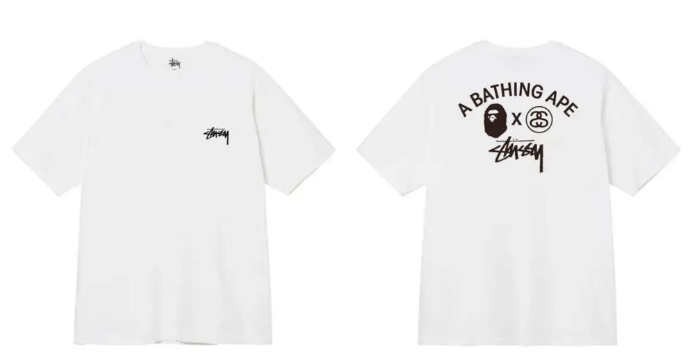 Мужские футболки Stussy x Bape Dickies унисекс Стусси Бейп Дикес