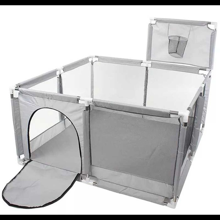 Kojec z Koszem Suchy Basen Dla Dzieci 125 x 125 cm Prezent Szary