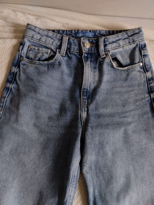 Spodnie jeansowe, prosta nogawka, Sinsay XS/34