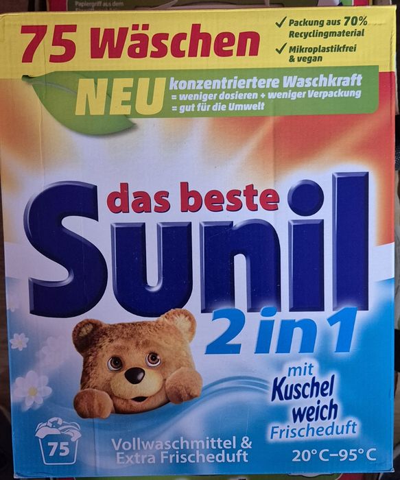 2x Sunil 75 prań nieniecki proszek do prania