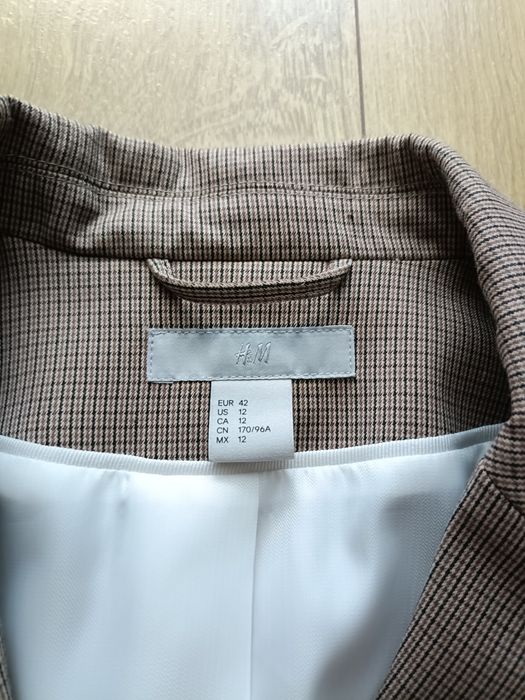 H&M marynarka damska brązowo czarna krata rozm 42 XL