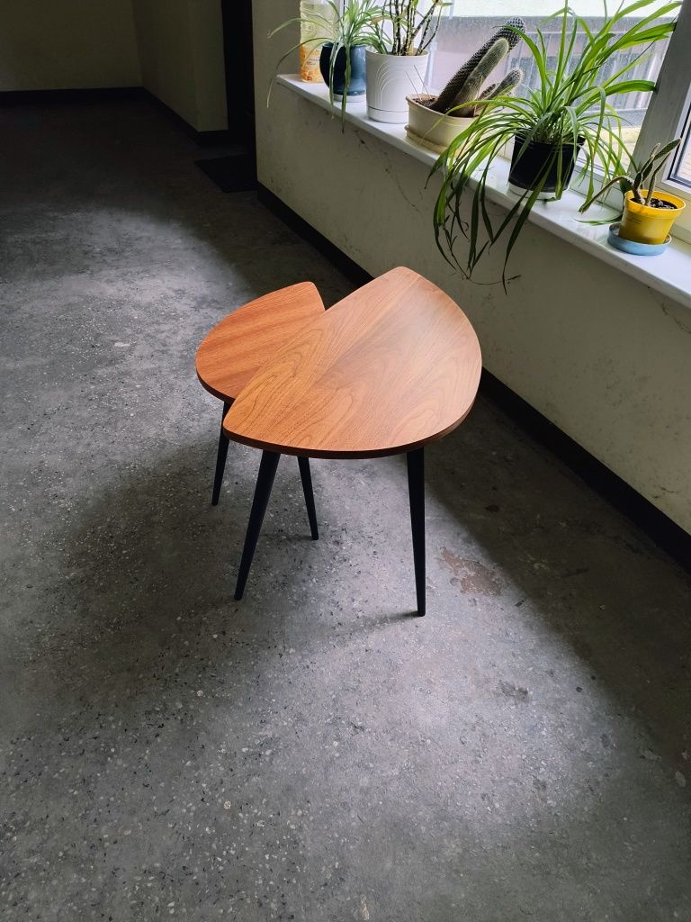 stolik kawowy retro vintage PRL ława patyczak fornir jamnik design