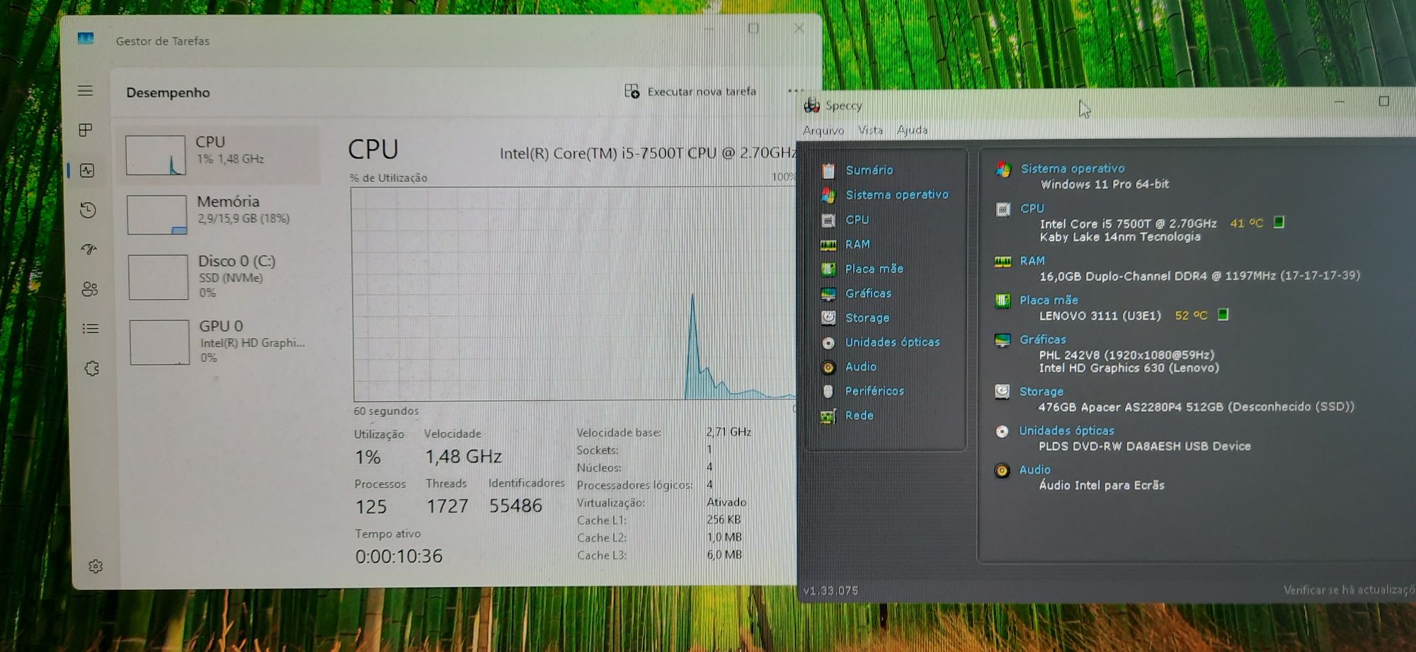 Mini-Pç Lenovo M710Q Tiny 7ªG|i5.7500T-2.7G|NVMe-512G|16G|VGA/DP|W11