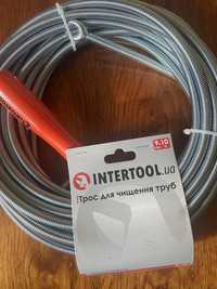 Трос для чистки труб 9 мм* 10 м intertool пробивной наконечник