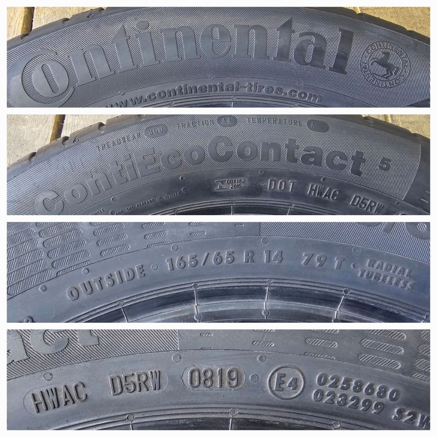 1x Continental EcoContact 5 165/65r14 79T