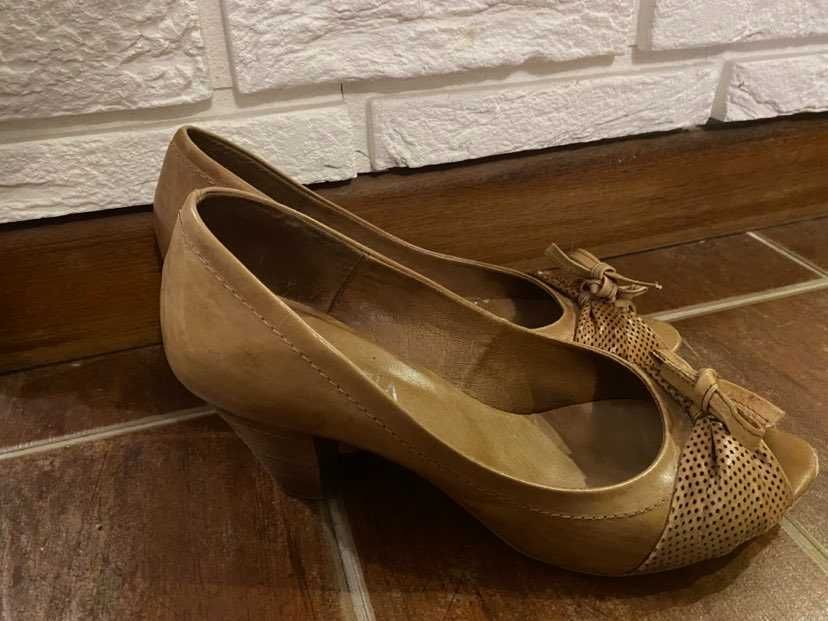 Buty skorzane pantofle szpilki venezia ecco r 40 j.nowe