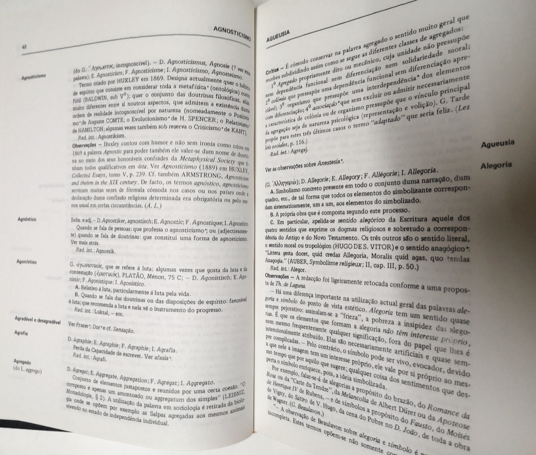 Vocabulário técnico e crítico da Filosofia, A. Lalande - NOVOS