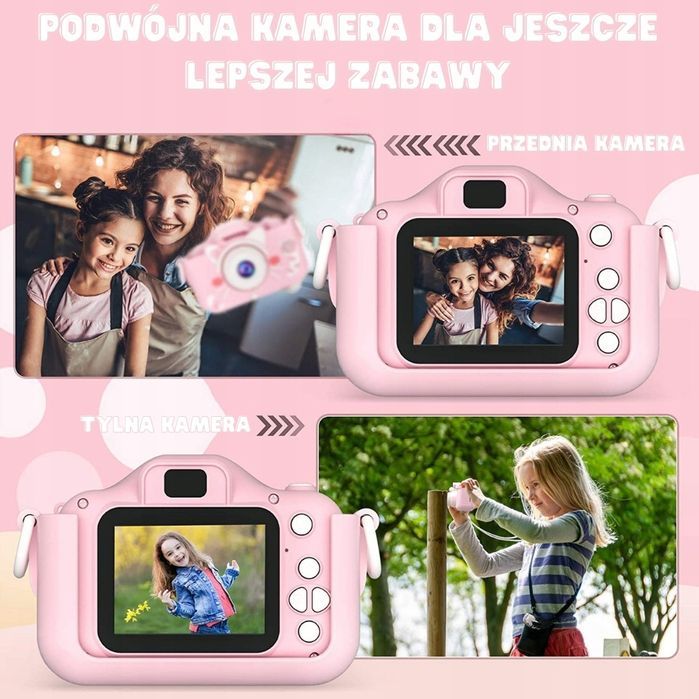 Aparat Cyfrowy Dla Dzieci Kamera 40Mpx + Karta 32Gb - Różowy