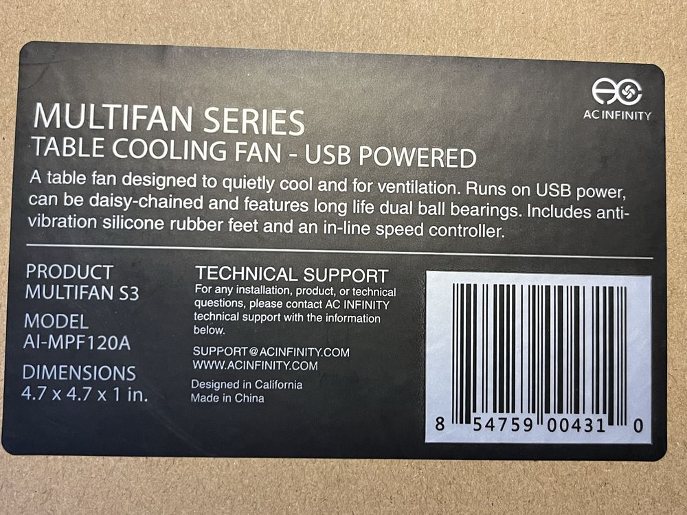 USB-вентилятор, Система охолодження, Infinity MULTIFAN S3