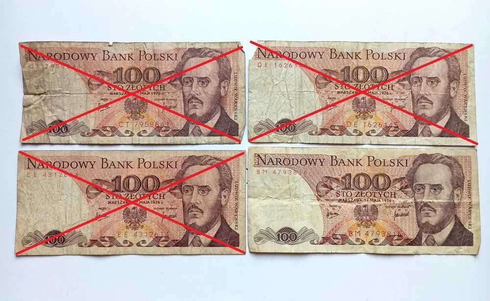 100 zł 1976  - AG/BM/CT/CW/DE/DR/EA/EE/ET/ES/  -