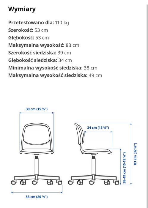 Krzesło fotel orfjall Ikea biurowe