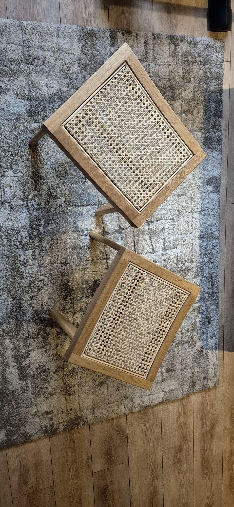 Taboret dębowy  siedzisko naturalny ratan