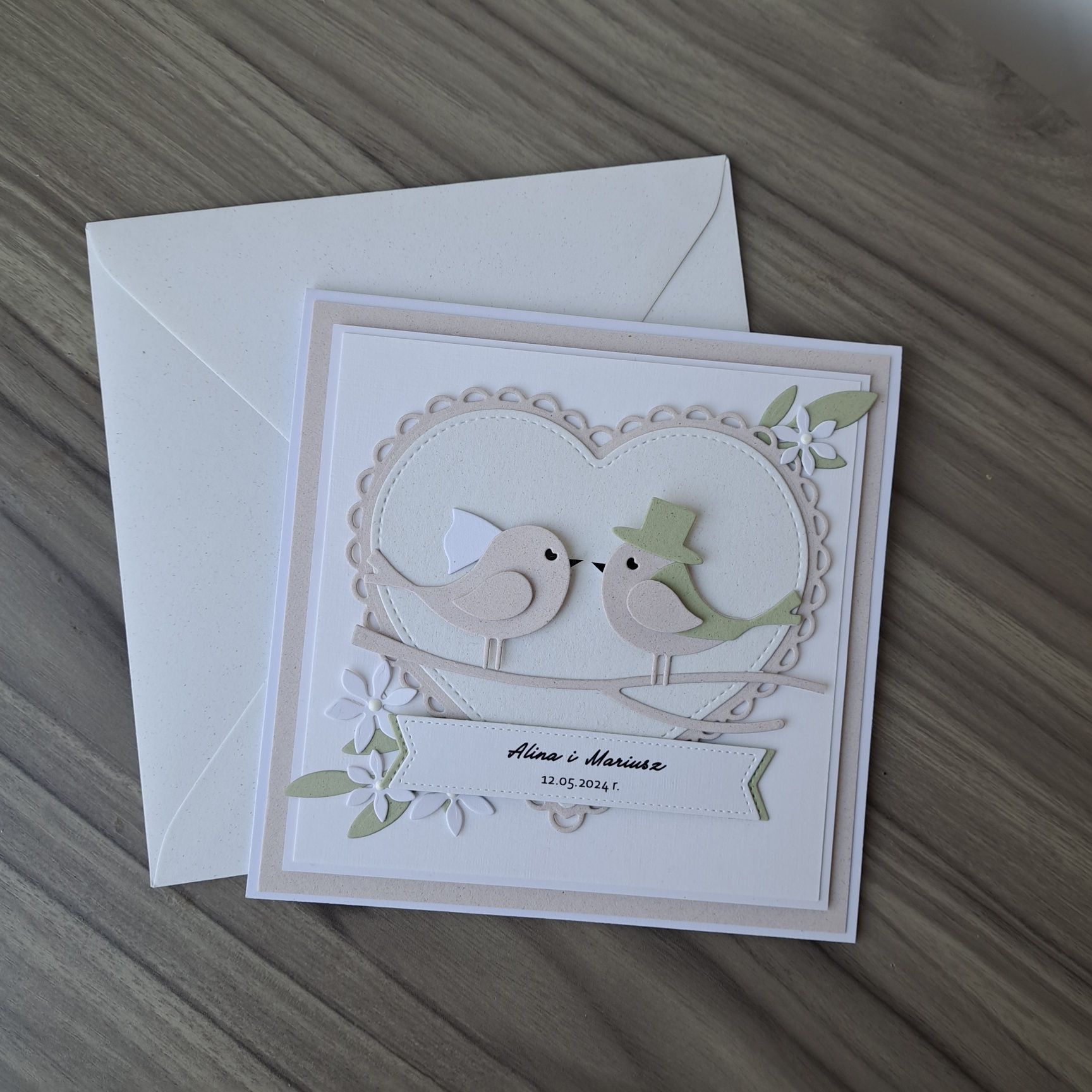 Kartka ślubna z ptaszkami personalizowana
