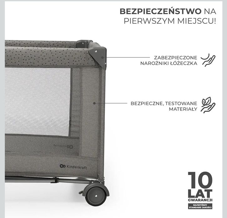 Kinderkraft JOY 2 Łóżeczko turystyczne 2 w 1, Boczne wejście