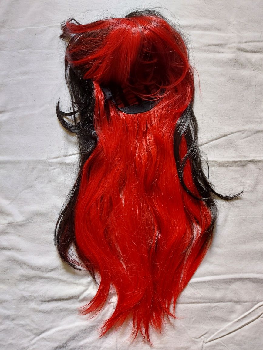 Wig peruka czarno czerwona cosplay goth Lolita anime japoni