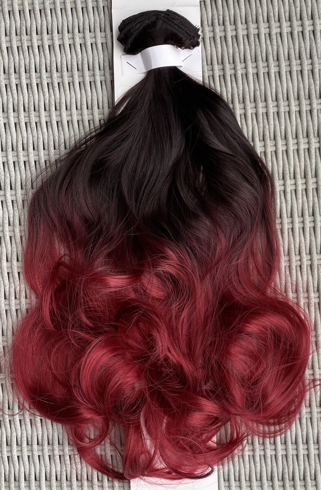 Premium Ultra włosy doczepiane, czarny / mahoń / ombre clip in ( 397 )