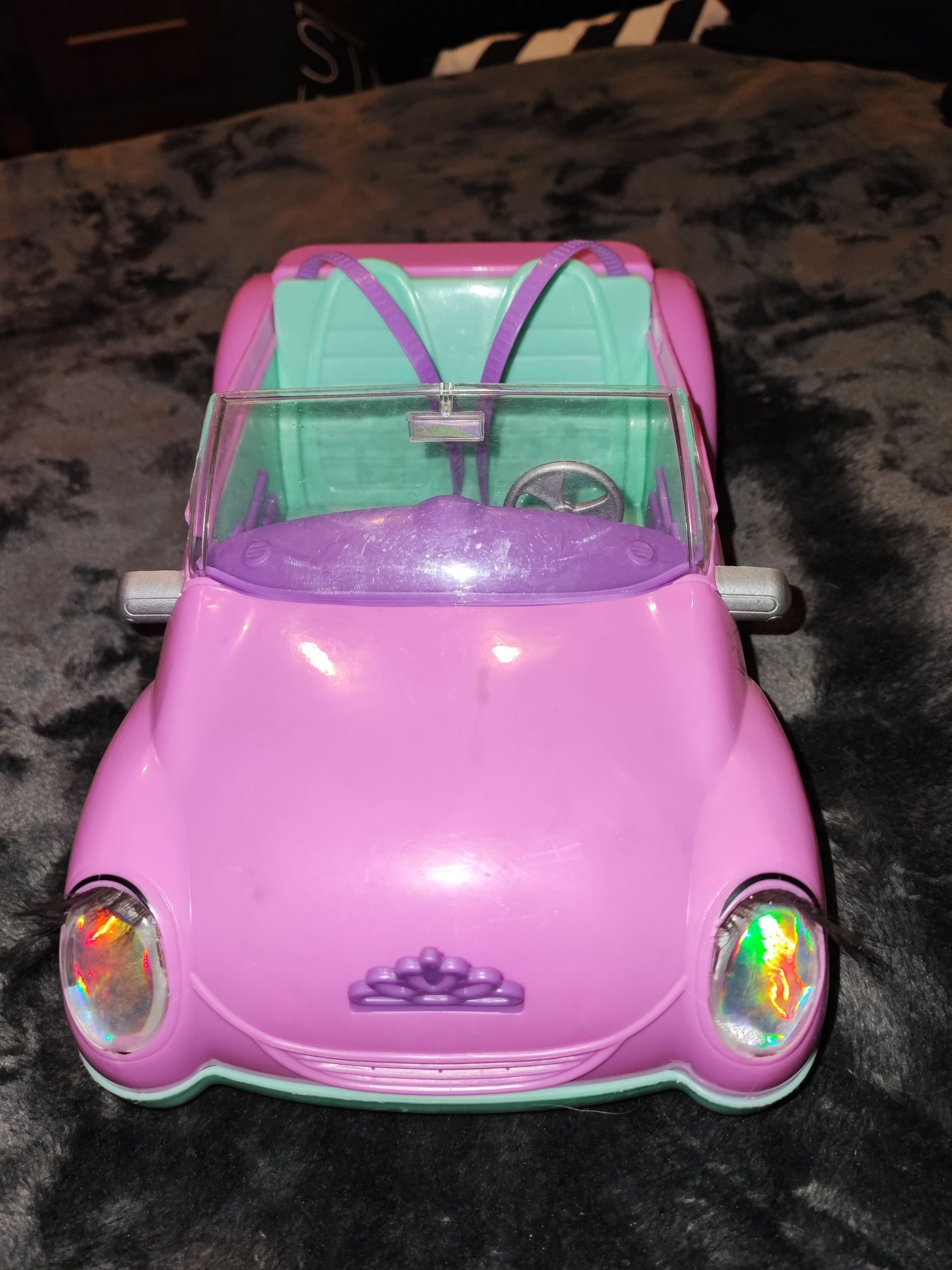 Kabriolet różowy auto dla lalek Barbie rzęsy