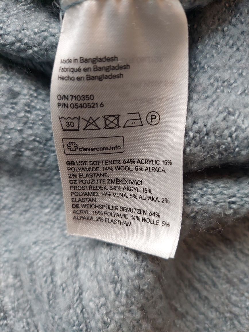 Szaroniebieski sweter H&M rozmiar S dodatek wełny ciepły na zime
