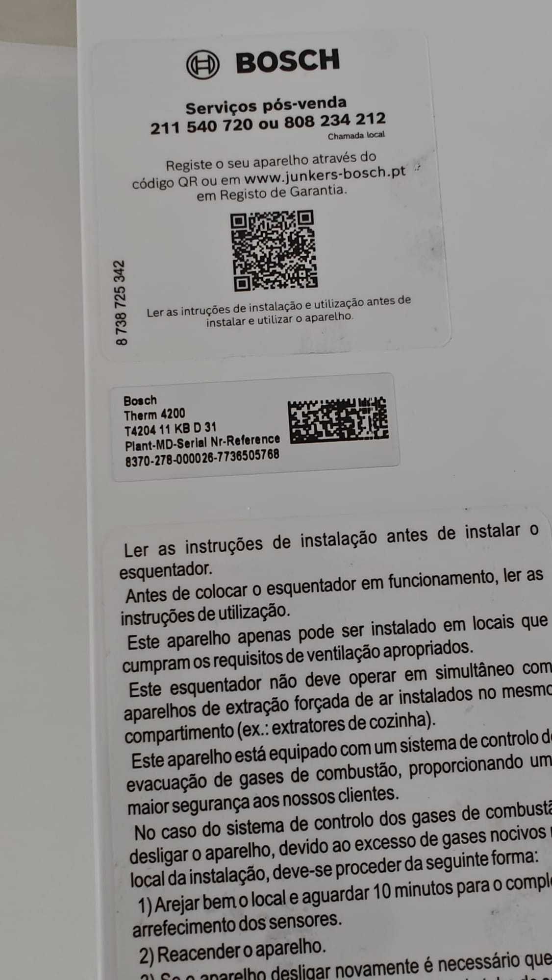 Esquentador Bosch Therm 4200 (Nunca usado, sem caixa)