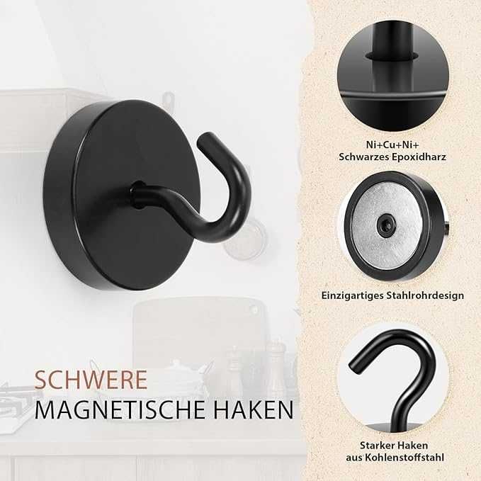 Neosmuk Magnetyczne Haki 40 kg – Super Mocne Neodymowe Uchwyty