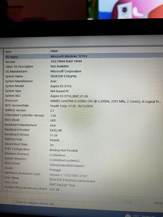 Portatil Acer E5-571G