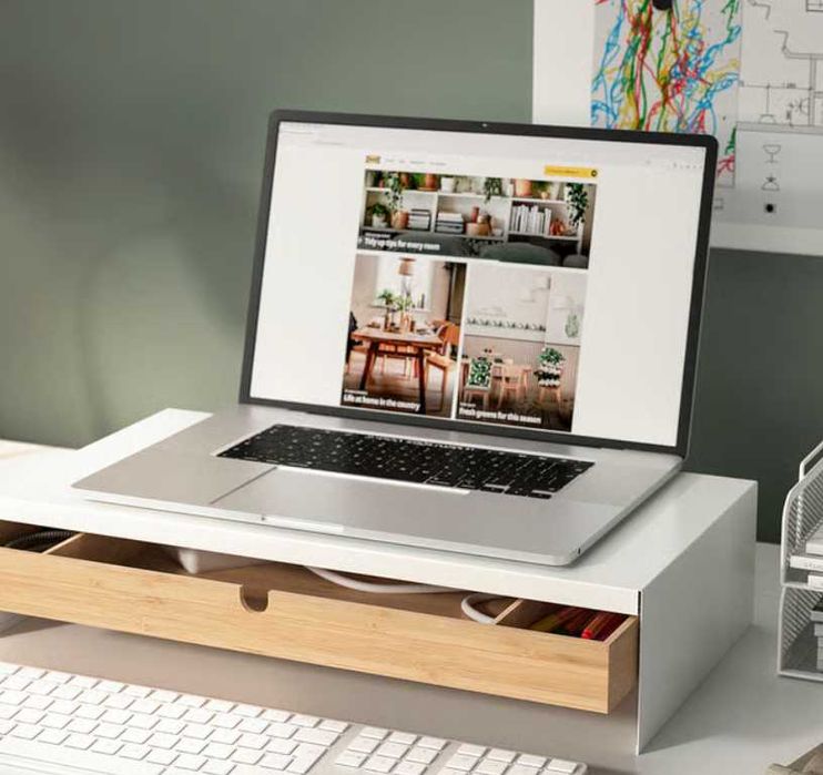 Ikea ELLOVEN podstawka pod monitor z szufladą -stan bdb +