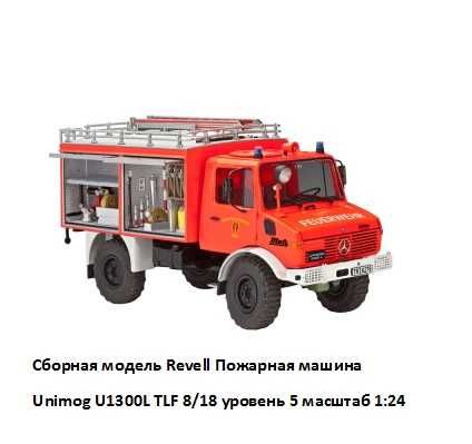 Сборная модель Revell Пожарная машина Unimog U1300L TLF 8/18 уровень 5