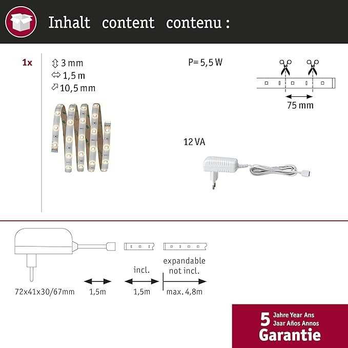 Paulmann YourLED zestaw podstawowy 1,5m, ciepła biel 4,5W 70317