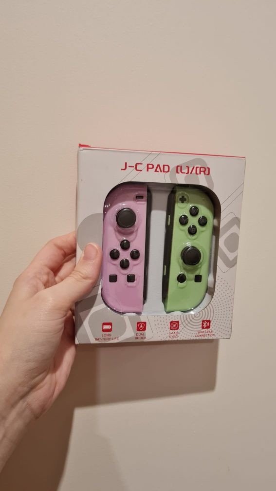 Joycons para a switch em rosa e verde lima