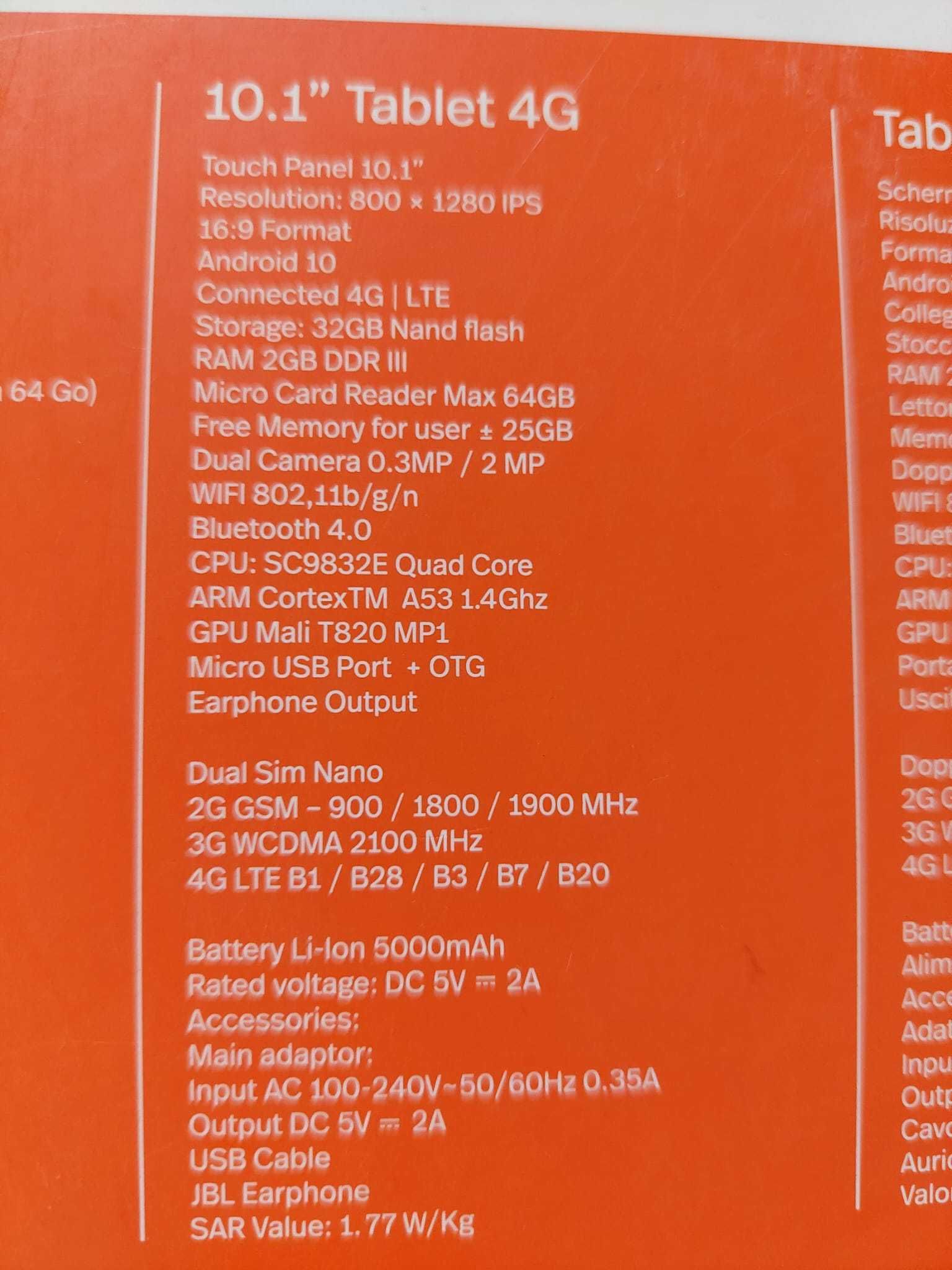 Tablet Polaroid 10.1 WiFi USB JBL 2x2W 4G DUAL SIM