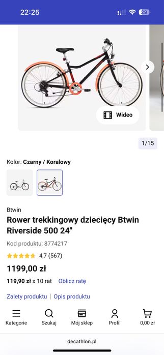 Za pół ceny! Rowerek dziecięcy 24 Decathlon Riverside mało używany