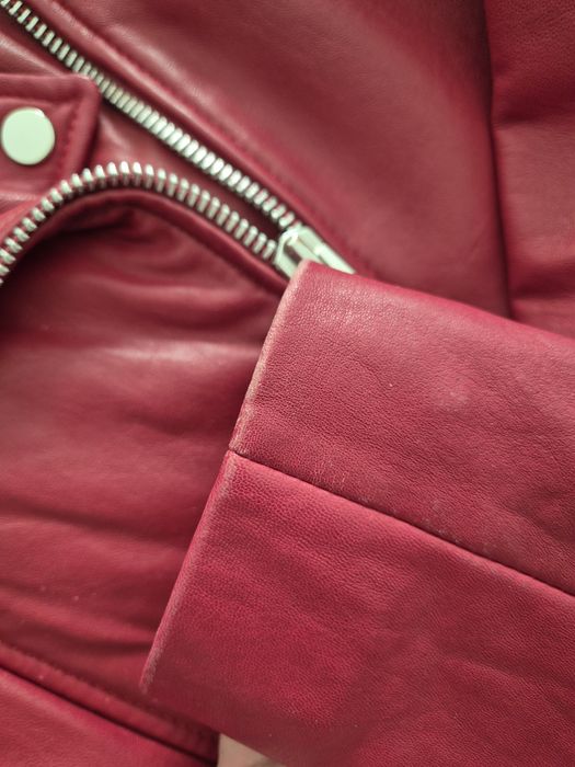 Kurtka skórzana Mango S czerwona