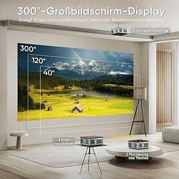 Projektor HORLAT 5G 4K,FULL  lumenów,kompatybilny z iOS Android 300