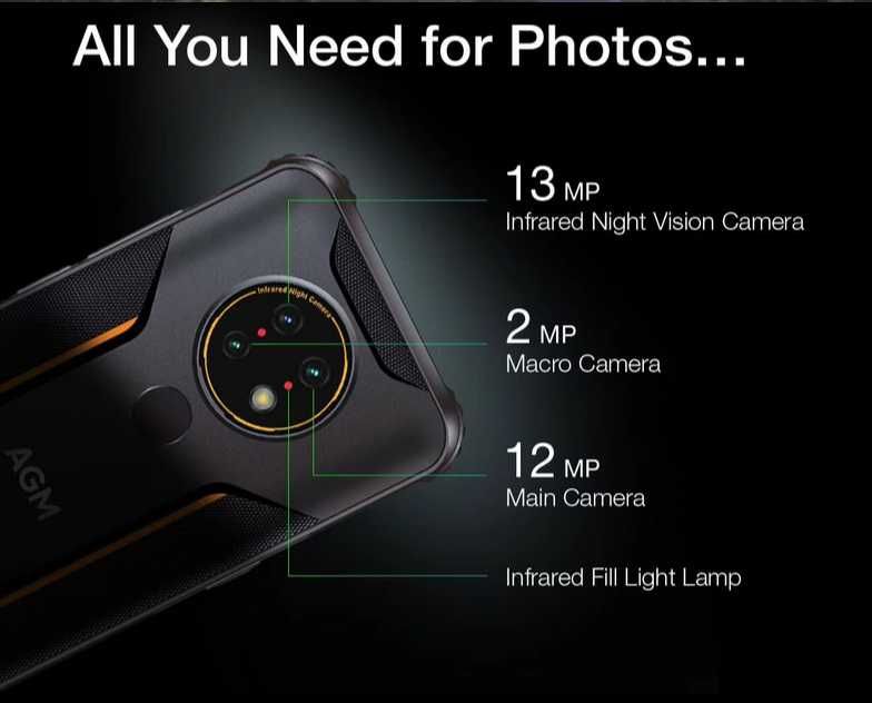 AGM H3. 4Gb/64Gb,  5400Ma/h, 12Mp+13Mp Night Vision, NFC+Подарунок