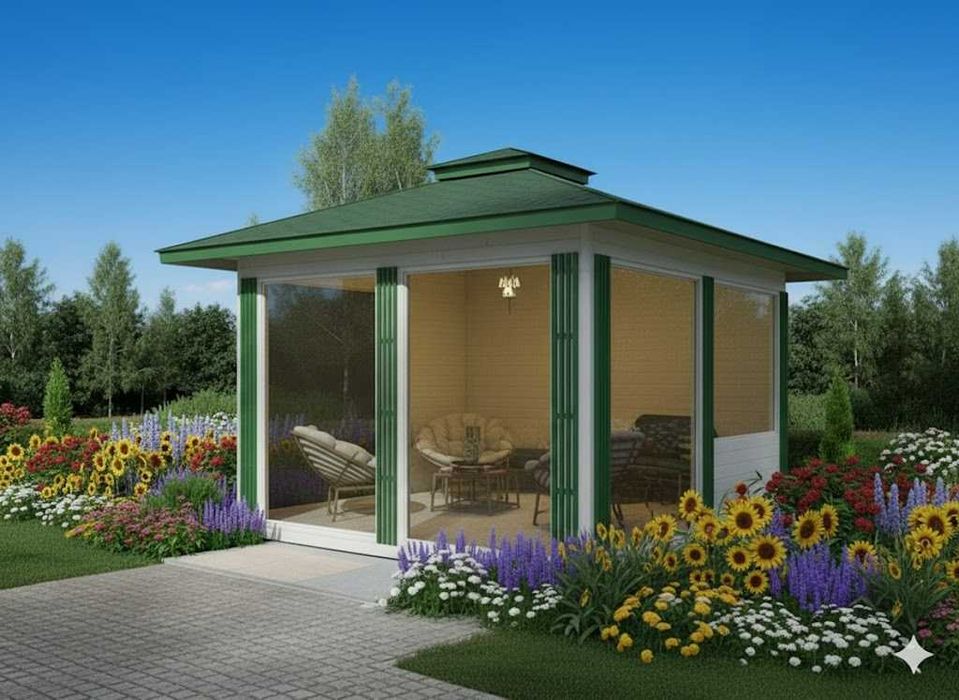 sauna jacuzzi DOMEK SZKLANY 4x3 ALTANA SZKLANA 4x4 altana 5x5 MDN10B