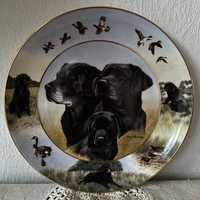 Elegancki Royal Doulton Labrador Pies Talerz Porcelanowy Vintage Obraz