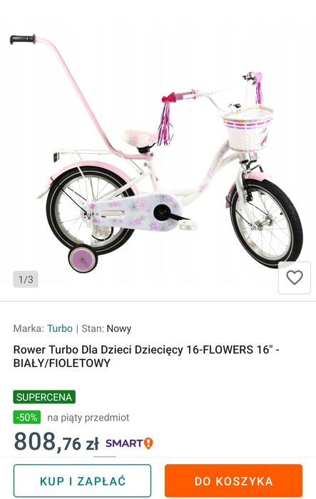 Nowy na gwarancji! Nieużywany Rower dla dziewczynki BMX Turbo Flowers
