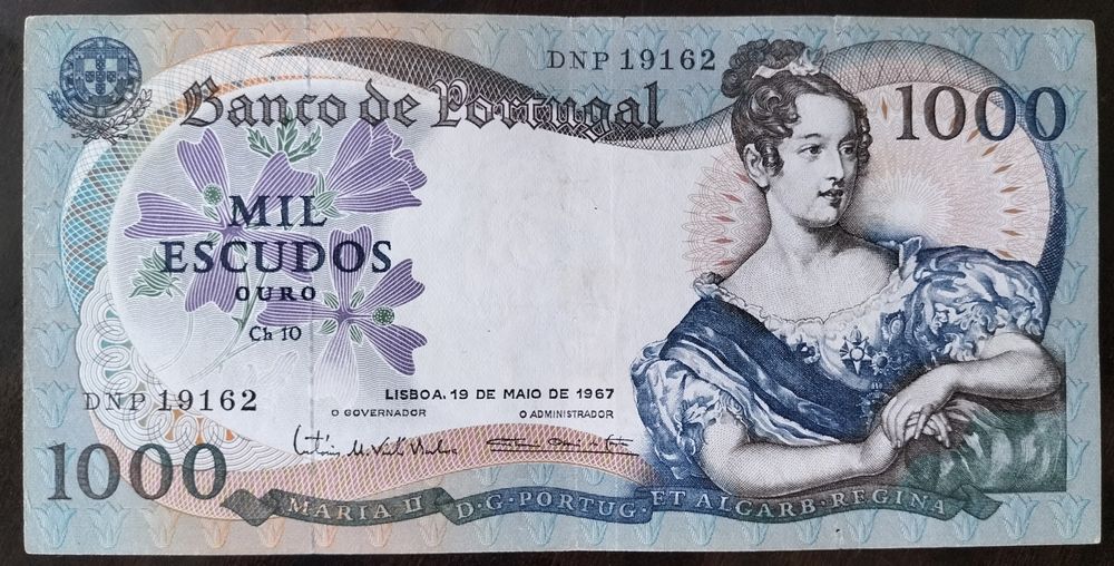Lote 2 Notas 1000$ 1967 D. Maria Estado Belas