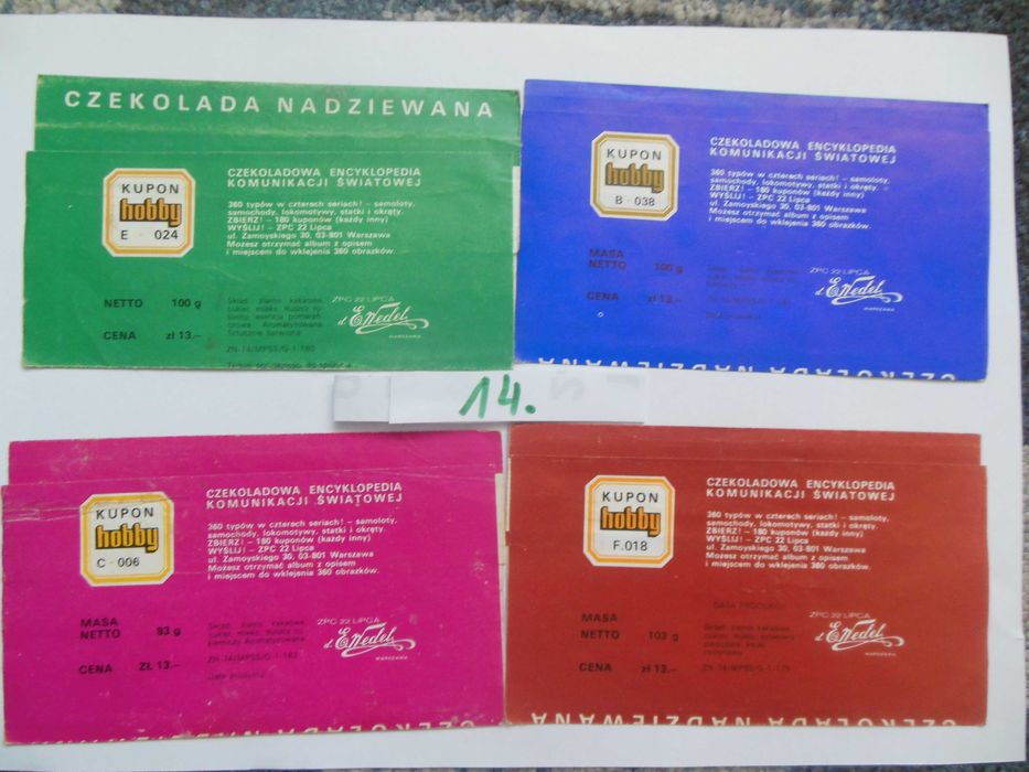 opakowanie z czekolady Wedel-Hobby z PRL.