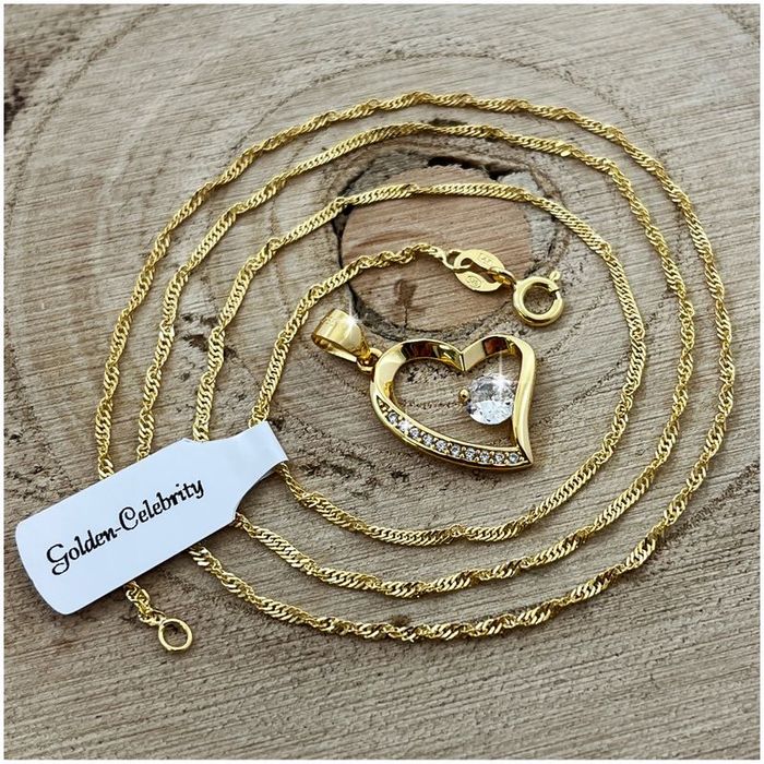 Łańcuszek Z Serduszkiem Pozłacany Srebrny Pr.925 Dla Dziewczynki Na Pr