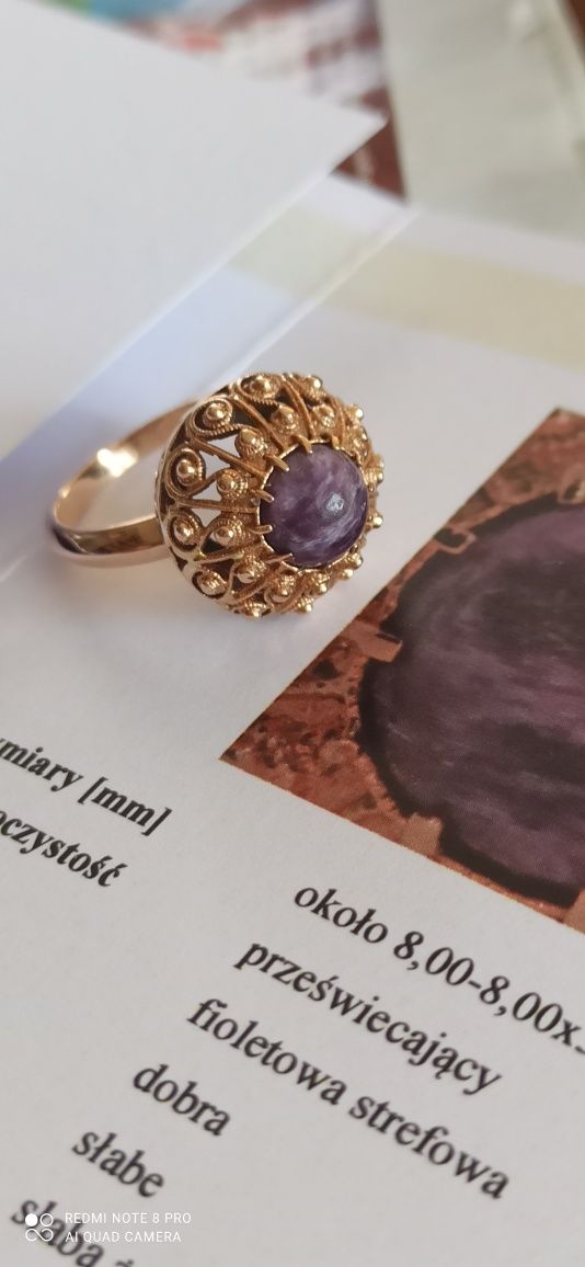 Warmet złoty pierścionek poziomka r.13